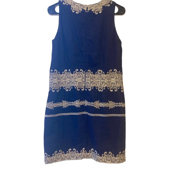 French Connection Midnight Moscow Dress with Metallic Lace Embroidery - … - Picture 3 of 6